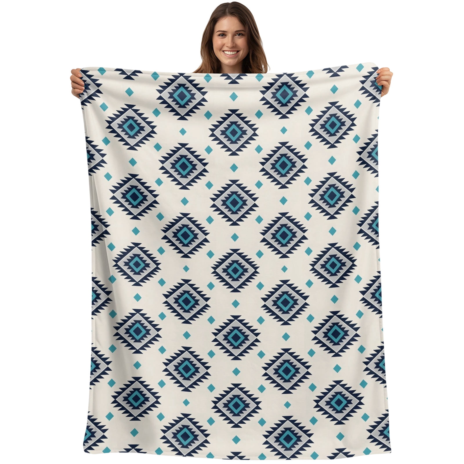 Beige Teal Blue Boho Blanket Soft Cozy Warm Throw Blanket for Couch ...