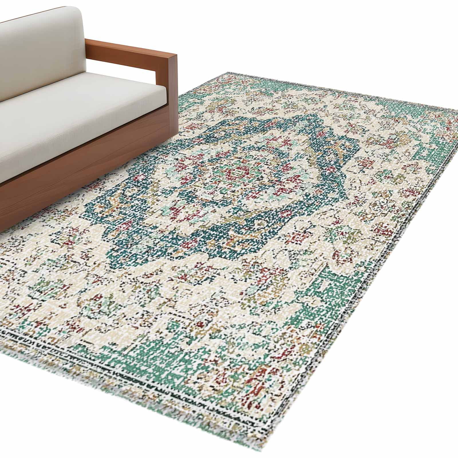 Beige Teal Boho Large Area Rugs for Bedroom Living Room, Soft Non Slip ...