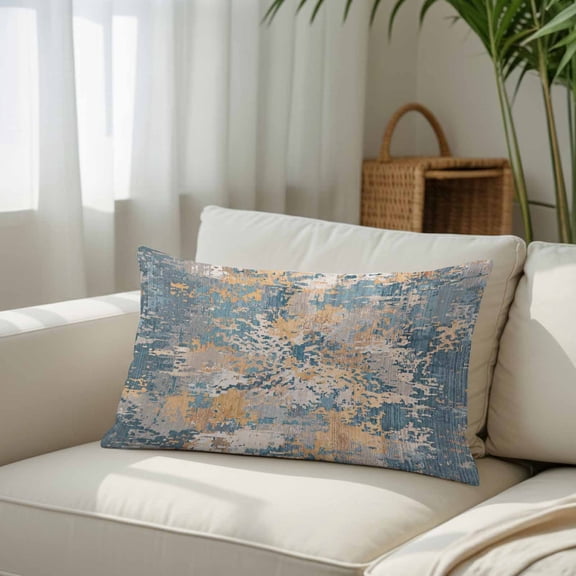 Beige Teal Copper Rust Throw Pillow Covers, Abstract Vintage Industrial Minimalist Decorative Lumbar Throw Pillowcase Cushion Cover with Smooth Hidden Zipper for Bedroom Sofa 20 x 30 Inches
