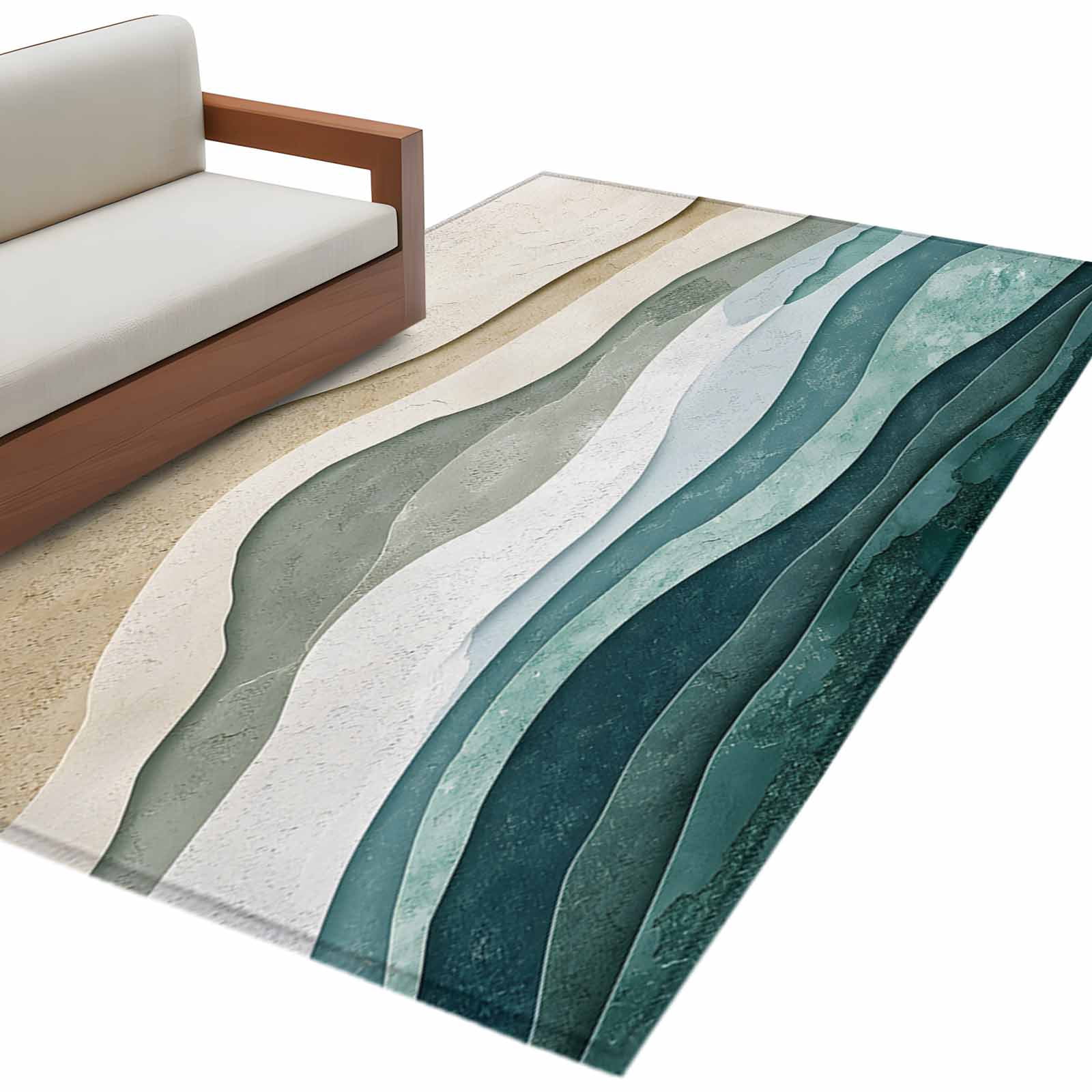 Aethics Rugs Beige Teal Ombre Large Area Rugs for Bedroom Living Room, Soft Non Slip ...