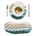 thumbnail image 1 of Beige Teal Ombre Round 13 Inch Placemats Set of 6, Modern Geometric Aesthetics Abstract HeatResistant Non Slip Place Mats for Dining Table, Wipeable Braided Kitchen Table Mats for Housewarming, 1 of 9