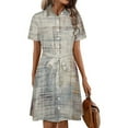 thumbnail image 1 of Beige Textured Abstract Pattern Womens Shirt Dresses Women'S Short Sleeve Dress Turn-Down Collar Dress A Line Casuall Dress Oversize(XS-6XL), 1 of 7