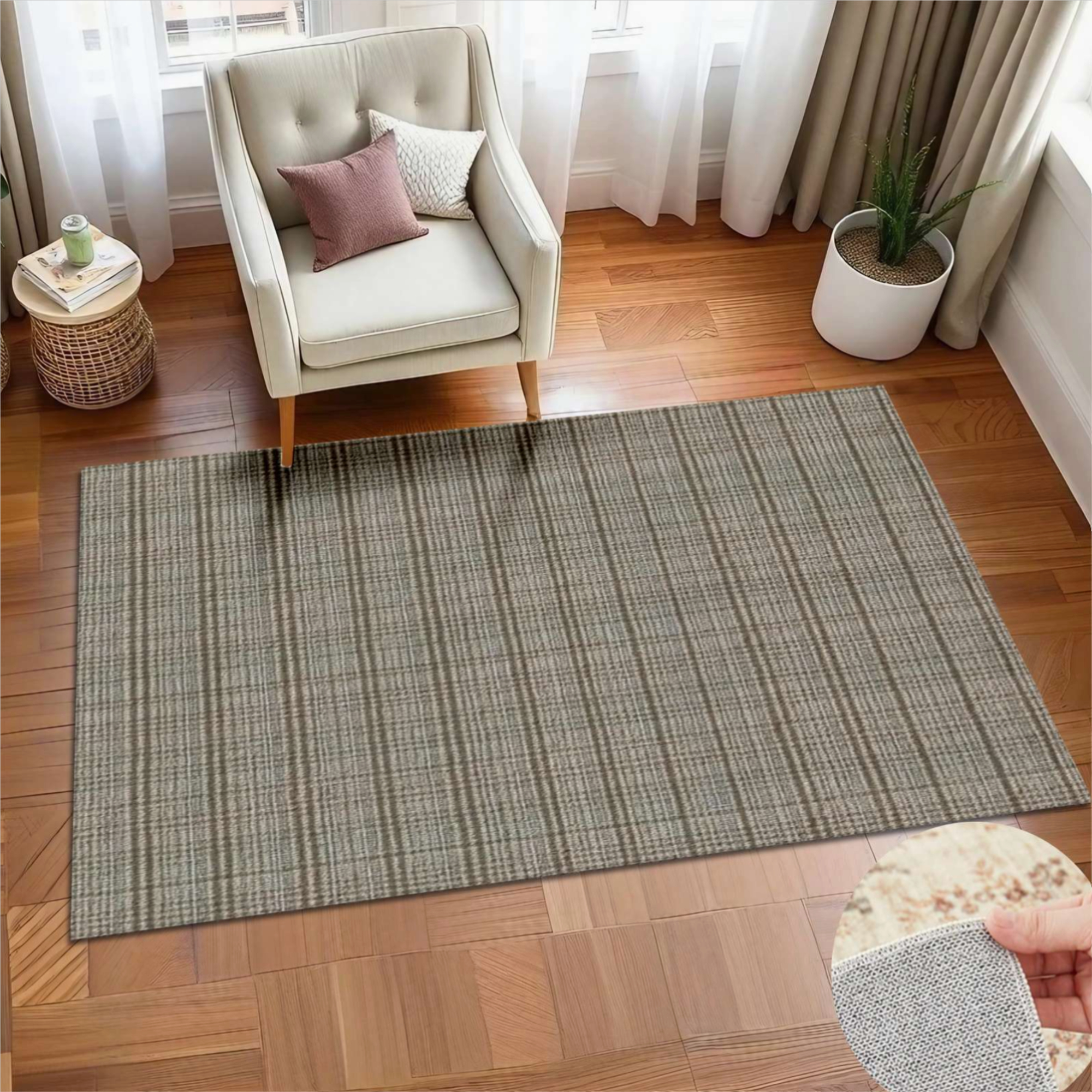 Beige Textured Fabric Pattern Soft Large Area Rugs Washable Rug With ...