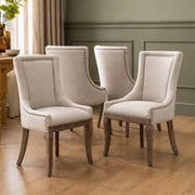 Beige Thickened Fabric Dining Chairs Set of 4, Kitchen & Dining Room Chairs Set of 4, Upholstered Dining Chairs, Solid Wood Frame Beige, 4 Pcs