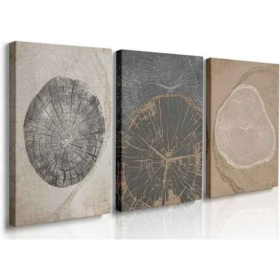 Beige Tree Ring Prints Set of 3 Nordic Prints Tree Stump Prints Tree Ring Art Abstract Art Print Modern Neutral Abstract Tree Rings Wall Art for Bedroom Living Room Home Office Decor 12"x16"