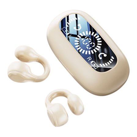 Beige True Wireless Bluetooth Earbuds Ear Clip Design Non-In Ear Bone Conduction Headphones Open Ear Comfort 5.4 Bluetooth For Sports Running