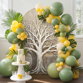Beige Trunk Arch Backdrop Cover, 4FT, Minimalist Abstract Tree Branches 3D Relief Effect Spandex Arch Covers Double-Sided Backdrop for Wedding Birthday Party Photo Background Decoration