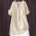 thumbnail image 1 of Beige Tshirts for Women Loose Button Shirt Top Stand Solid Color Sleeve Collar Casual Women's Shirt Women's Shirt Summer Tops, 1 of 4