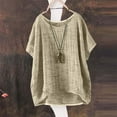 thumbnail image 1 of Beige Tshirts for Women's Summer Short Sleeve Solid Casual Loose Linen Top Womens Shirts, 1 of 3