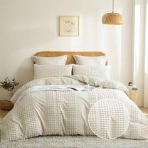 Beige Tufted Duvet Cover Set Soft and Lightweight Shabby Chic Embroidery Dot Dot Décor Duvet Covers for All Seasons,Queen size