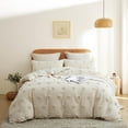 thumbnail image 1 of Nayoroom 3 Pieces Beige Tufted Heart Dot Duvet Cover Boho Ultra Soft Jacquard Embroidery Shabby Chic Washed Microfiber Bedding Set,Queen Size, 1 of 5