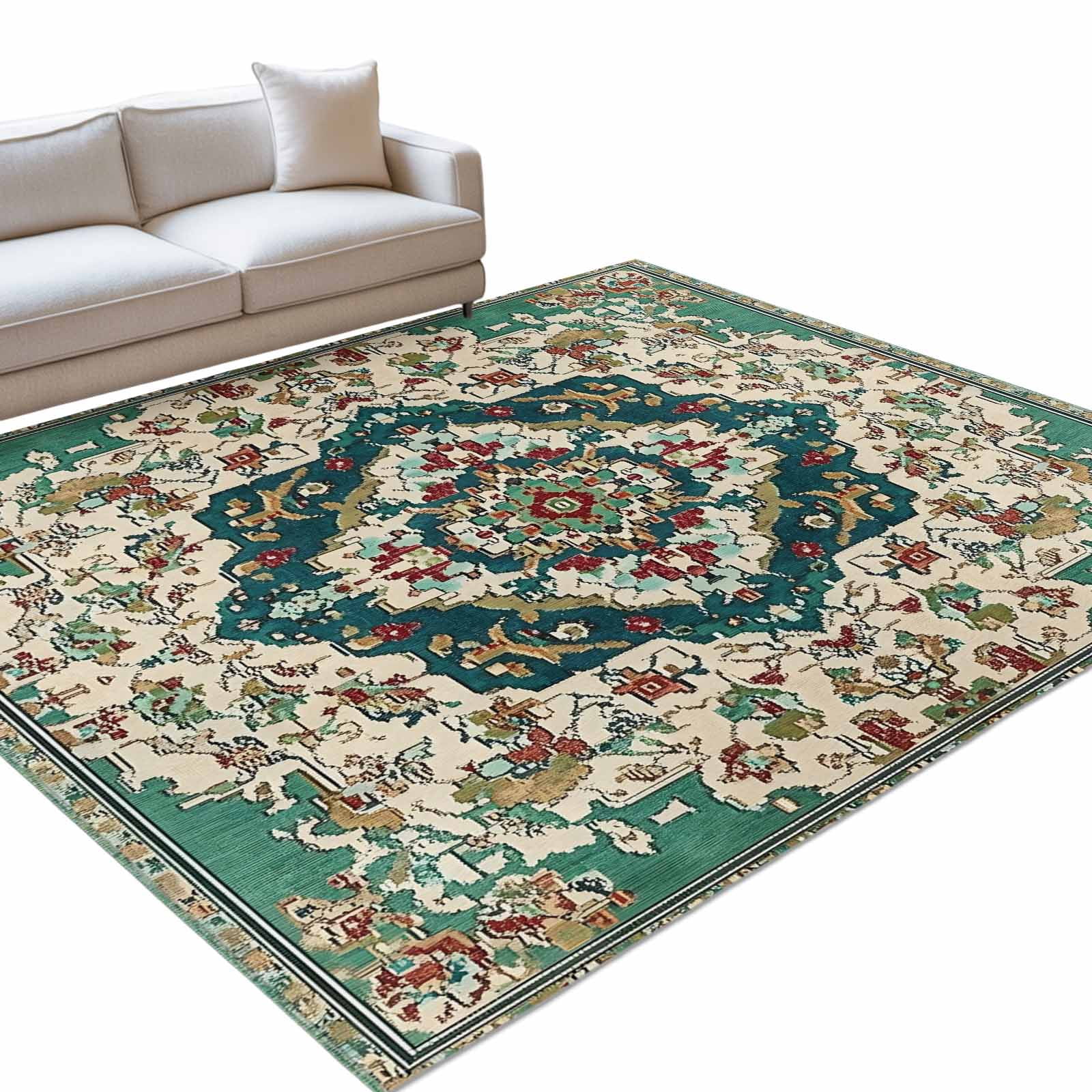 Beige Turquoise Boho Washable Rug 2.7x5 Area Rug for Living Room ...