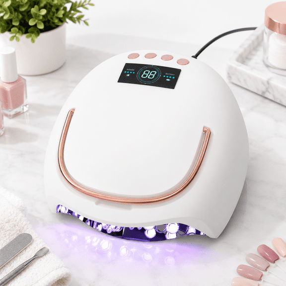 Beige UV LED Dryer with Auto-Sensor LCD Display and 4 Timers