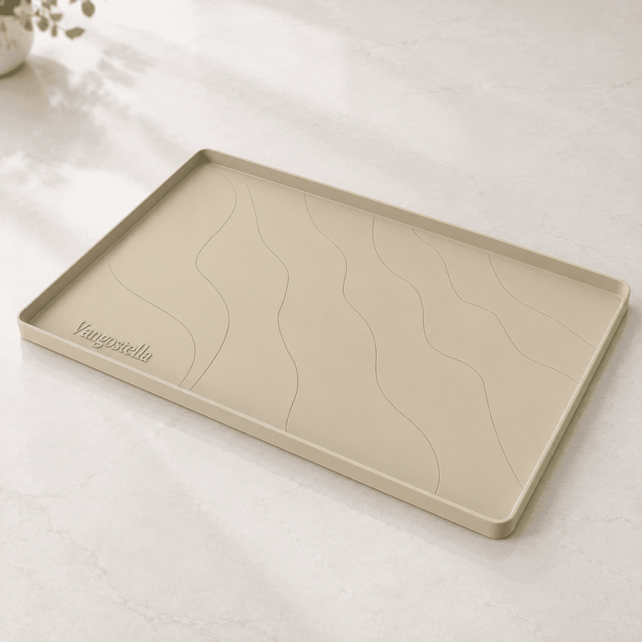 Beige Under Sink Mat 25'' x 19'' x 1'' Heavy Duty Silicone Waterproof ...