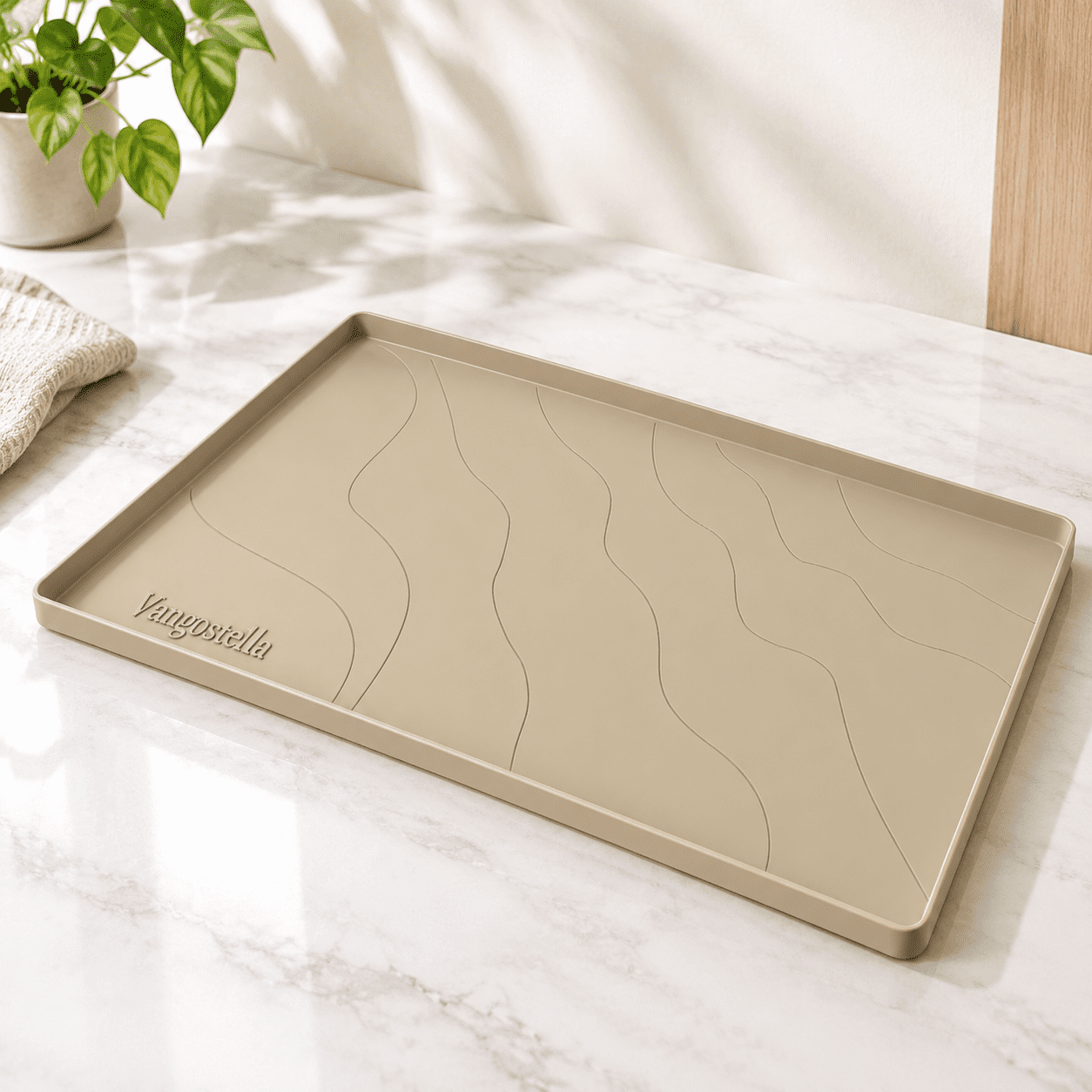 Beige Under Sink Mat 37'' x 19'' x 1'' Heavy Duty Waterproof Silicone ...
