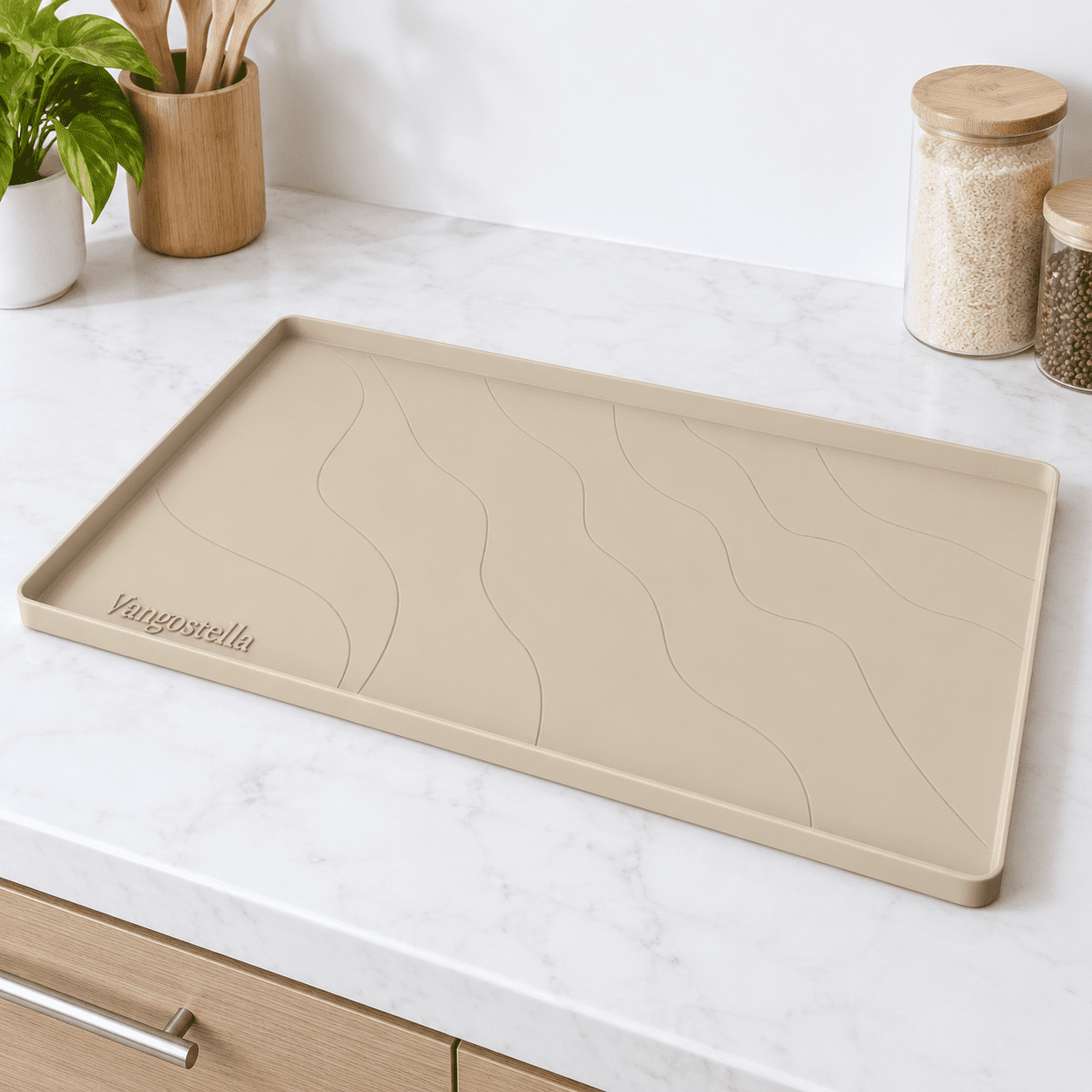 Beige Under Sink Mat 37'' x 19'' x 1'' Heavy Duty Waterproof Silicone ...
