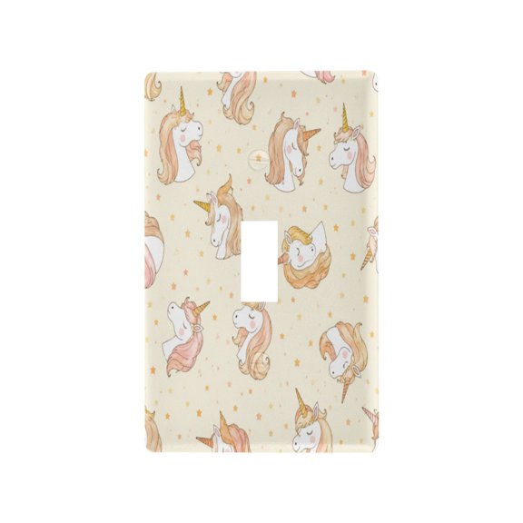 Beige Unicorn Star Pattern Decorative Wall Plate, Flame Retardant PC Plastic Light Switch & Outlet Cover with Mounting Screws Fits Toggle Switch