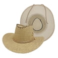 thumbnail image 1 of VONCOS Beige Unisex Straw Cowboy Hat Western Wide Brim Sun Protection Breathable Outdoor Festival Beach Rodeo Adjustable Chin Strap,Size M, 1 of 2