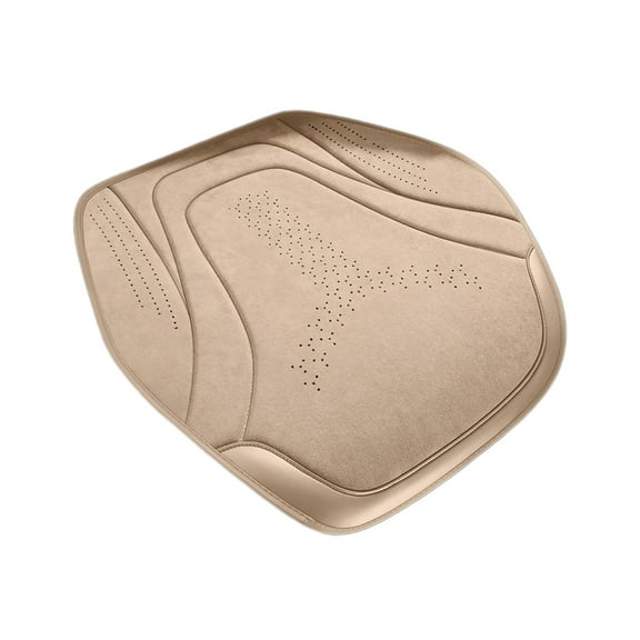 Beige Universal Suede Auto Seat Cover With Half Enclosure And Ventilation For Comfort
