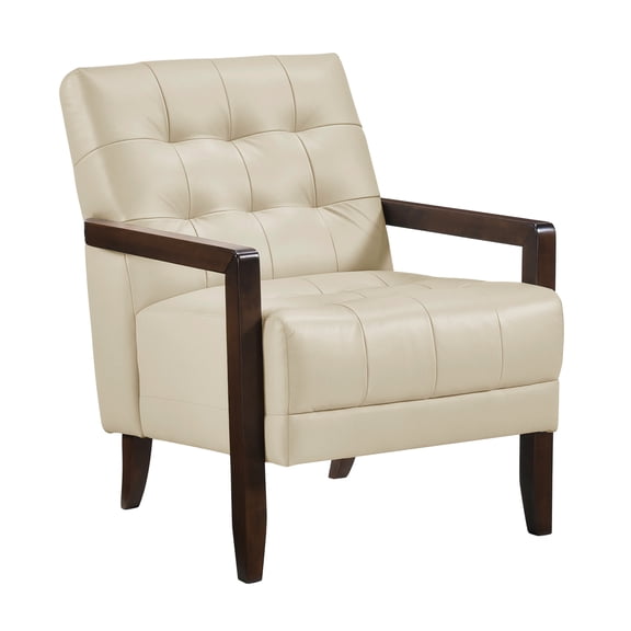 Beige Upholstered Accent Chair | Used in Main Living Zones | 100% Leather Body Contact & PVC Sides | High Weight Capacity