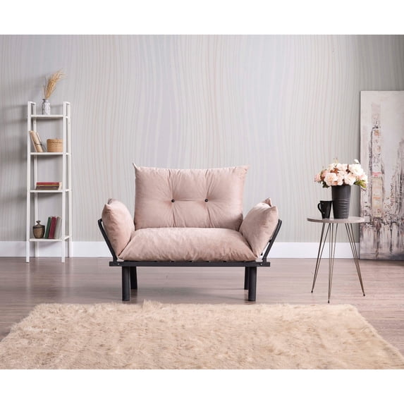 Beige Upholstery | Futon Love Seat for a Warm Ambiance | Inviting Seating Environment