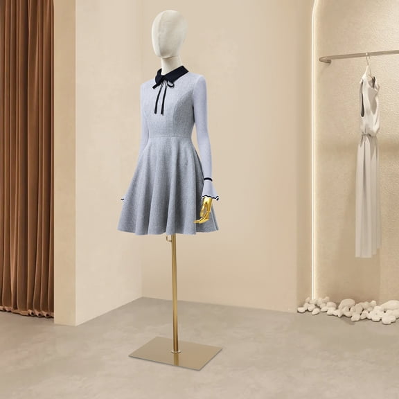 Beige Velvet 150-200cm Female Model Display Stand Height Adjustable Multifunctional Clothing Store Mannequin