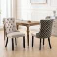 thumbnail image 1 of Beige Velvet Dining Chairs | High Back Support for Dining Experience | Density Foam and Steel Spring Cushion | Sturdy Solid Wood Frame, 1 of 7