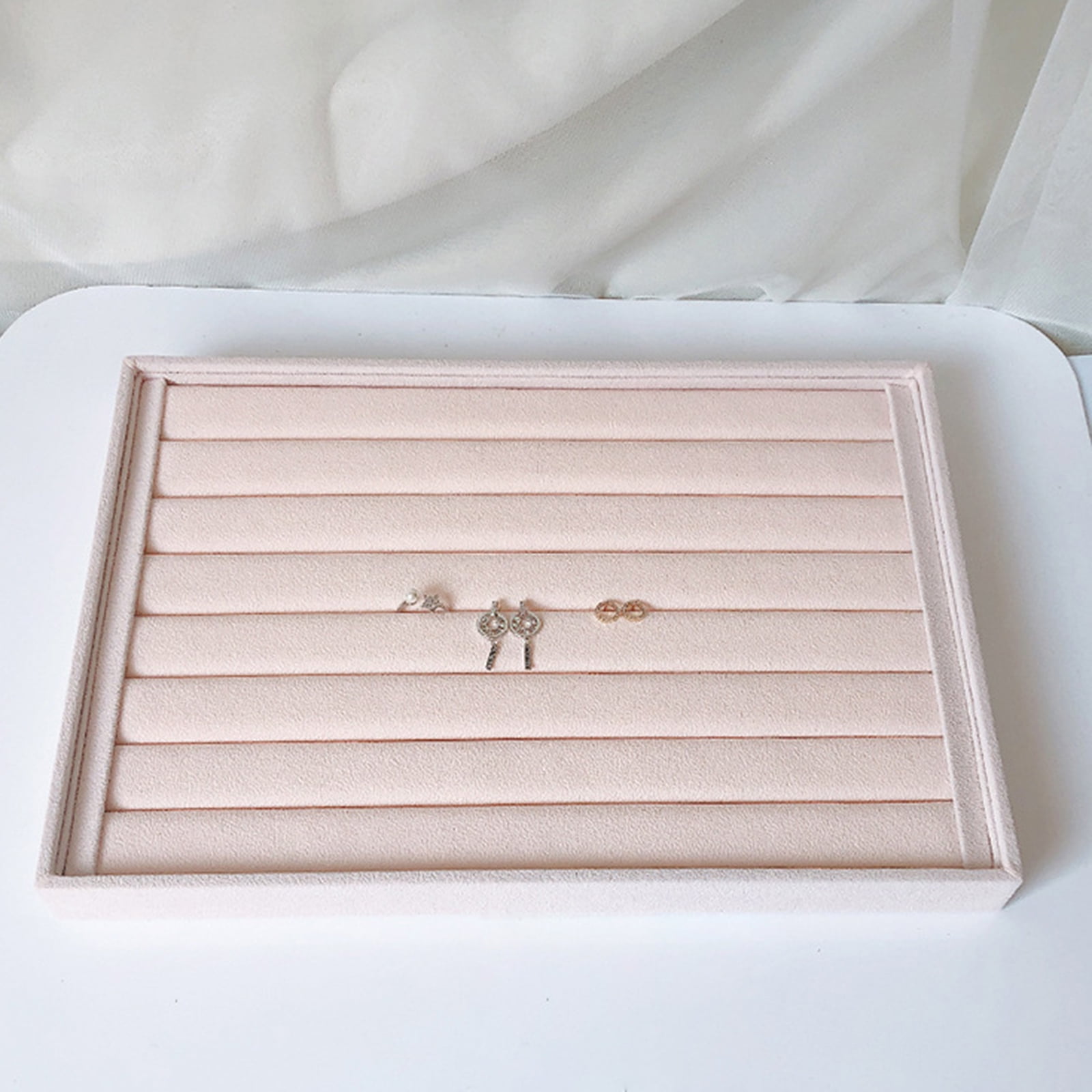 Beige Velvet Jewelry Display Tray Holder Box Show Case Stackable ...