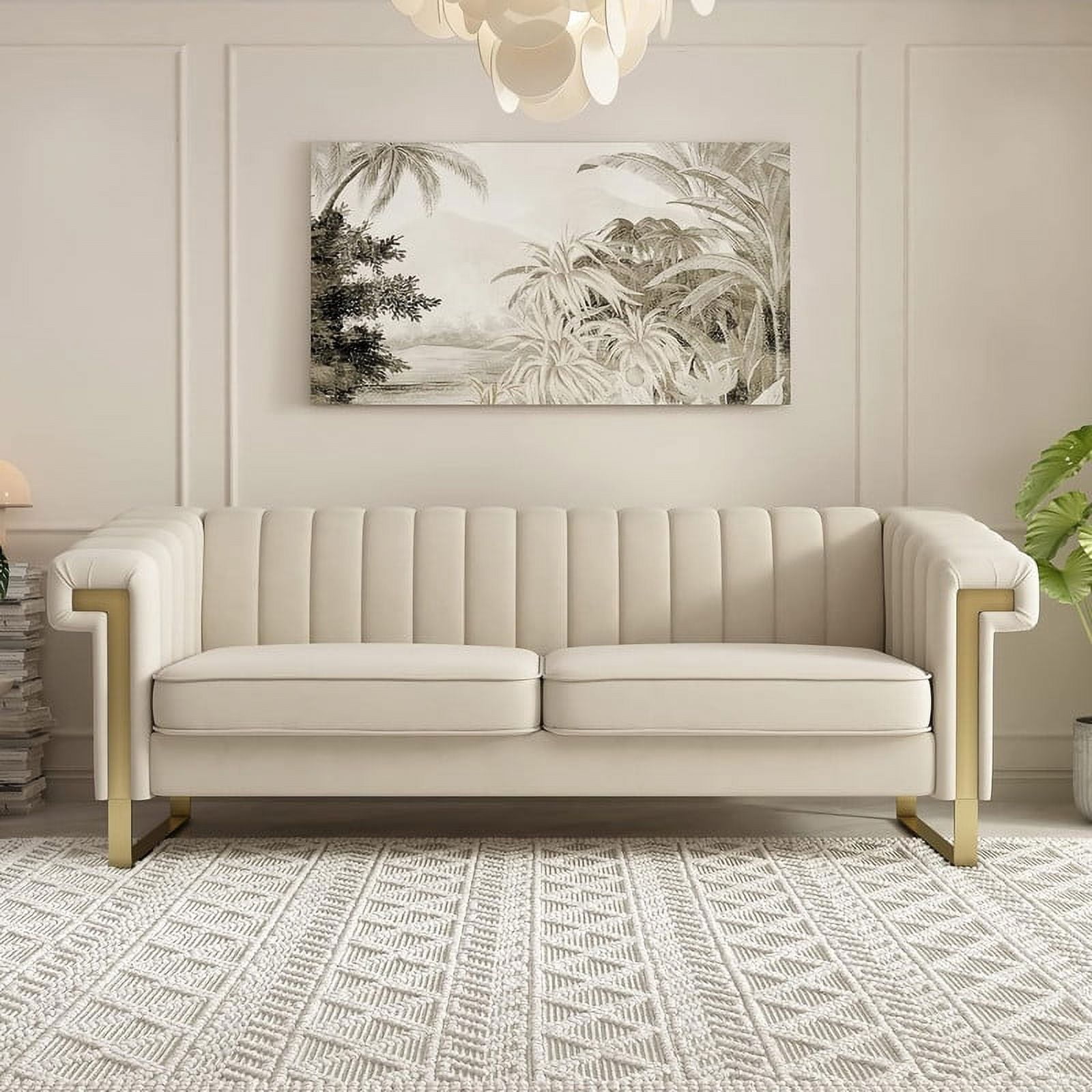 Chesterfield Beige Velvet Loveseat So...