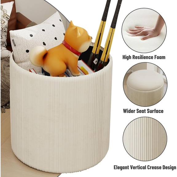 Beige Velvet Nesting Storage Ottoman 2-Pack | On Sale | 330lb Flip-Up Lid for Living Room Bedroom RV