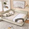 thumbnail image 1 of Beige Velvet Queen Daybed with Tufted Backrest, Upholstered Sofa Bed for Guest Room, No Assembly Hassle, 1 of 10