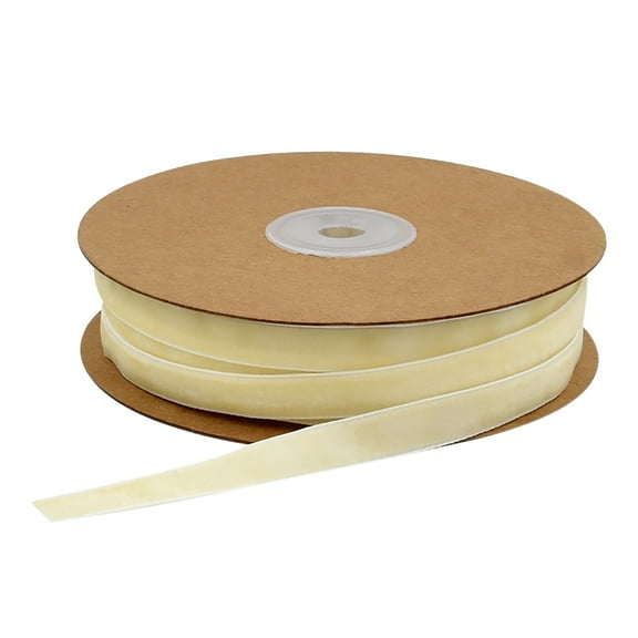 Beige Velvet Ribbon 0.4 Inch X 22 Yards Spool Fabric for Velvet Choker Christmas Valentine's Day Wreath Decoration Handmade Craft Ornaments Gift Wrapping & Bow Making