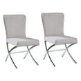 thumbnail image 1 of Beige Velvet Side Chairs (Set of 2) - Chrome X-Legs, Dining Room Seating, 35.5" High, Modern Design, Comfortable Foam Fill, Elegant Style, 1 of 6
