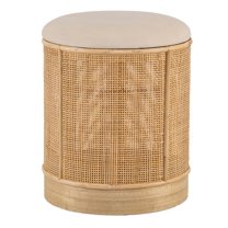Beige Velvet and Rattan Pouf Exotic Boho Living Room