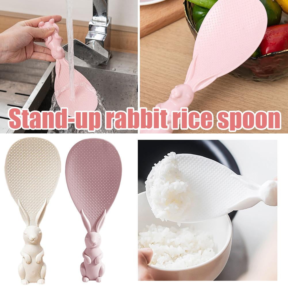 Beige Vertical Rabbit Rice Spoon Non-Stick Rice Home Eating Rice Shovel ...