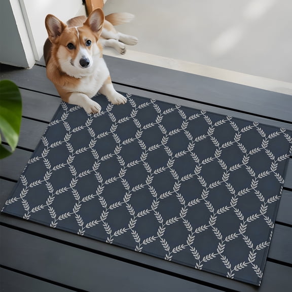 Beige Vine Trellis Small Area Rugs 2x3 Minimalist Leaf Diamond Grid Gray Entryway Rugs Washable Door Mat, Low-Profile Area Rugs Non Slip Floor Carpet for Living Room Bedroom Home Office
