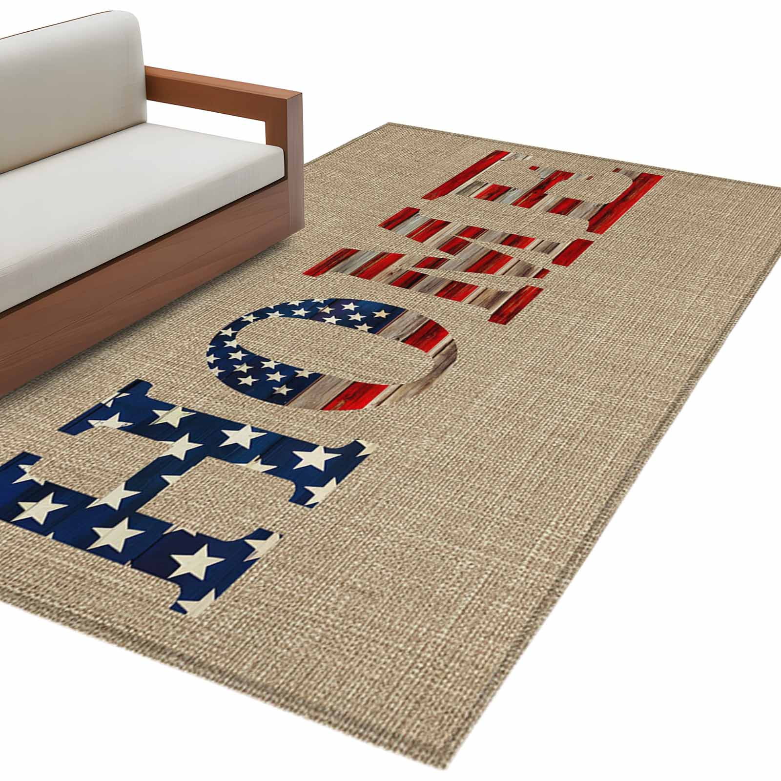 Flag Rugs Beige Vintage Area Rugs Collection 2.7'x5', American Flag Farmhouse ...