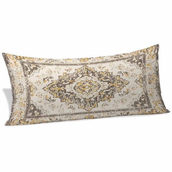 Beige Vintage Boho Body Pillow Covers 20"x54", Ethnic Tribal Geometric Abstract Soft Brushed Microfiber Breathable Throw Pillow Covers, Pillowcase with Zipper for Couch Sofa Bedroom Living Room