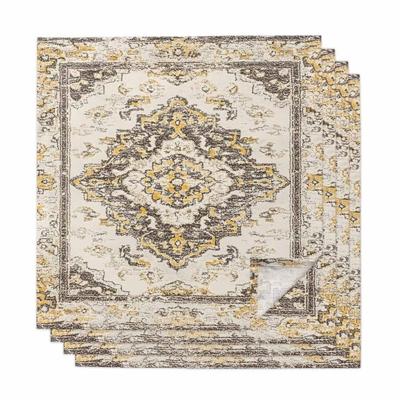 Beige Vintage Boho Cloth Napkins, Ethnic Tribal Geometric Abstract Washable and Reusable Dinner Napkins Set of 4, Table Napkin for Kitchen Party Birthday Wedding Hotel Housewarming 20"x20"