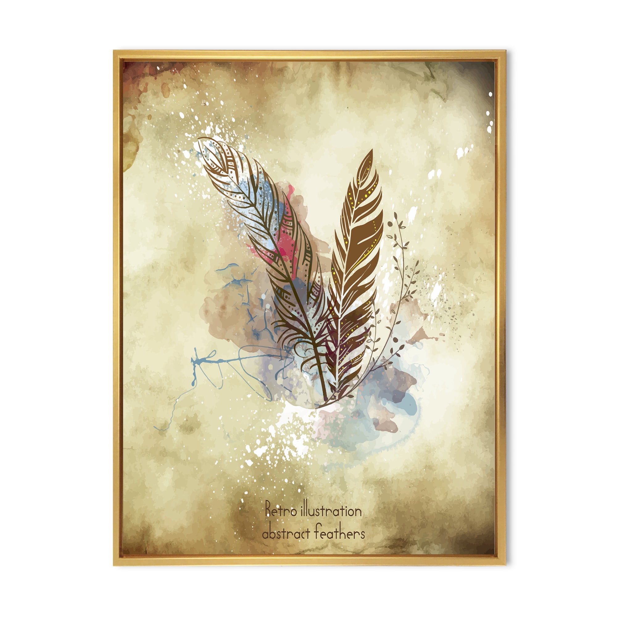 Beige Vintage Flowers 30 in x 40 in Framed Painting Canvas Art Print, by Designart