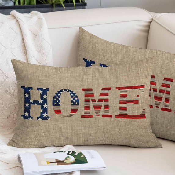 Beige Vintage Pillow Covers King, American Flag Farmhouse Retro Art Rustic Soft Brushed Microfiber Breathable Throw Pillow Covers, Pillowcase with Zipper for Couch Sofa Bedroom Living Room 20"x36"