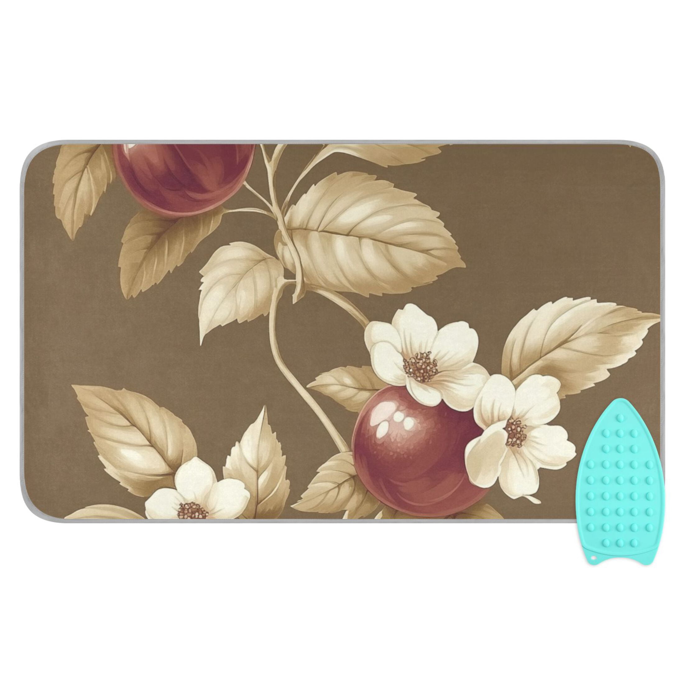 Beige Vintage Pomegranate Ironing Mat Blanket for Table Top Travel Portable Ironing Board Pad 47.2x27.6 Inch