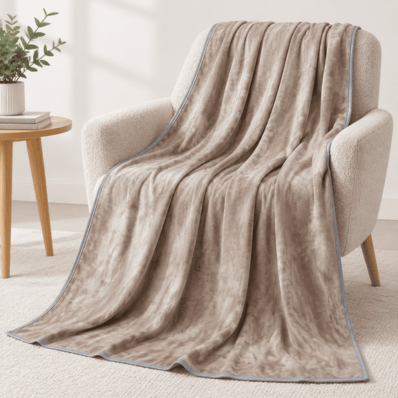 Beige Watercolor Throw Blanket 50"×70" for Hot Sleepers and Everyday Comfort
