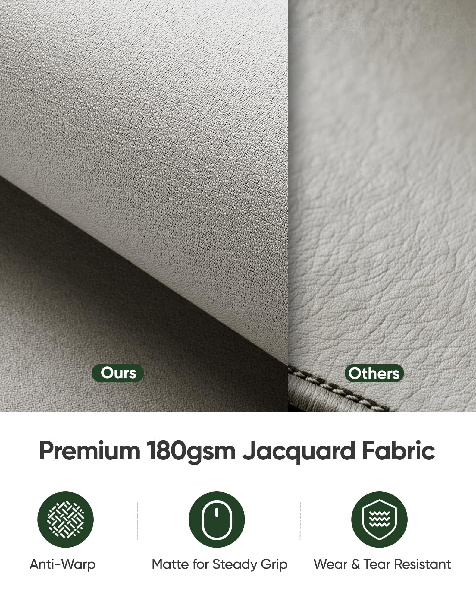 Beige Waterproof Desk Mat  Large With Extended Mouse Office Protector Anti-slip Base Stitched Edge Grain Jacquard Surface For Gamer Home Xl 11.81"x27.56"x0.12'