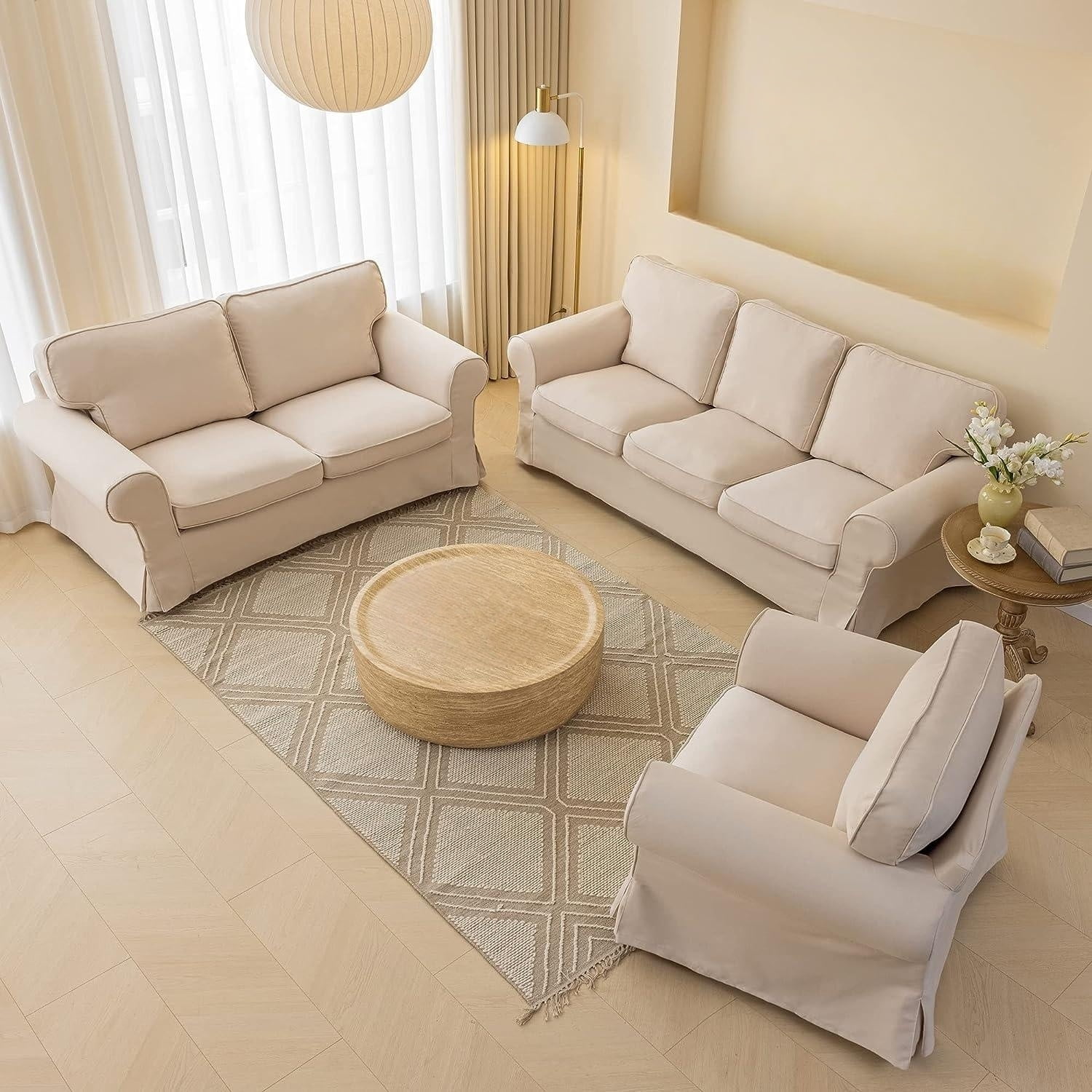 Beige Waterproof Ektorp Loveseat Cover Custom Made Compatible for IKEA