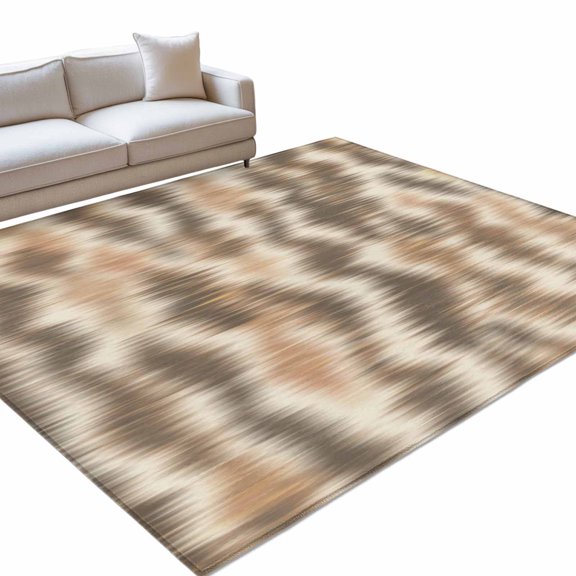 Beige Waves Area Rug, Country Abstract Minimalist Blurred Stripes Non-Slip Felt Rubber Backing Rectangle Indoor Carpet Washable Rugs for Living Room Bedroom 9x12