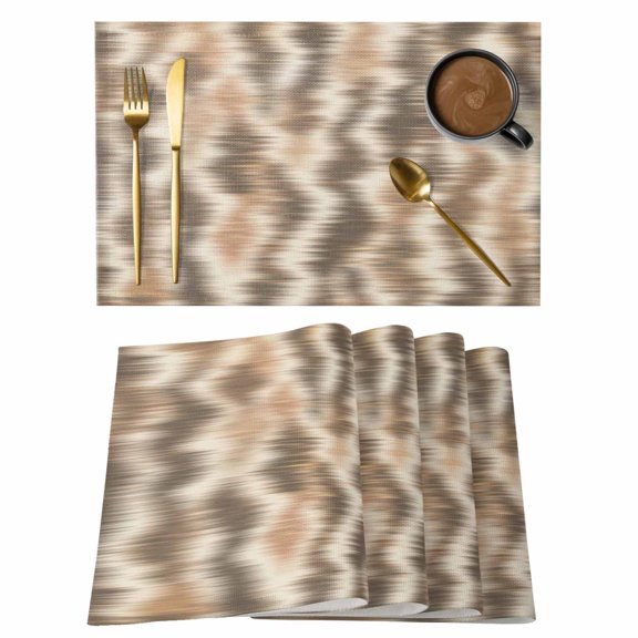 Beige Waves Placemats Set of 1, Country Abstract Minimalist Blurred Stripes Non-Slip Place Mats Washable Table Mats for Kitchen Dining Table Decorations Indoor/Outdoor