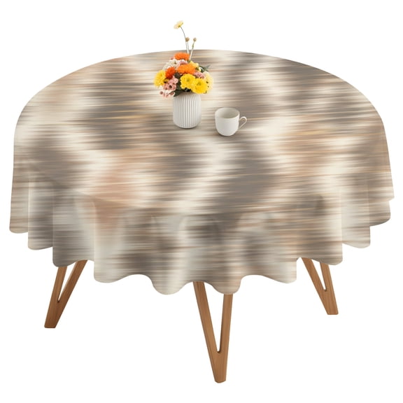 Beige Waves Round Tablecloth 54 inches Country Abstract Minimalist Blurred Stripes Waterproof Oil-Proof Table Cloth Round Table Cover for Holiday Party Picnic Dinner Decor Indoor and Outdoor Use
