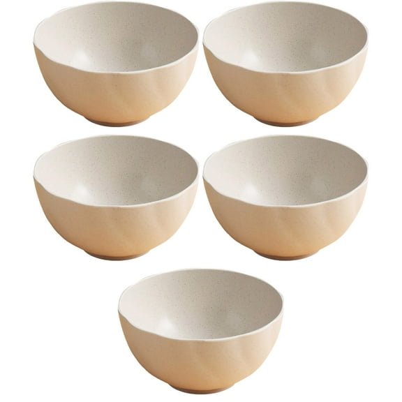 Beige Wheat Straw Bowls 6 Inch 15Cm 5 Pack With Multiple Colors For Food Serving