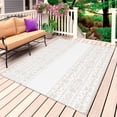 thumbnail image 1 of Beige White Boho Outdoor Rug for Patio/Deck/Porch, Non-Slip Large Area Rug 4 x 6 Ft, Vintage Ethnic Tribe Abstract Art Indoor Outdoor Rugs Washable Area Rugs, Reversible Camping Rug Carpet Runner, 1 of 8